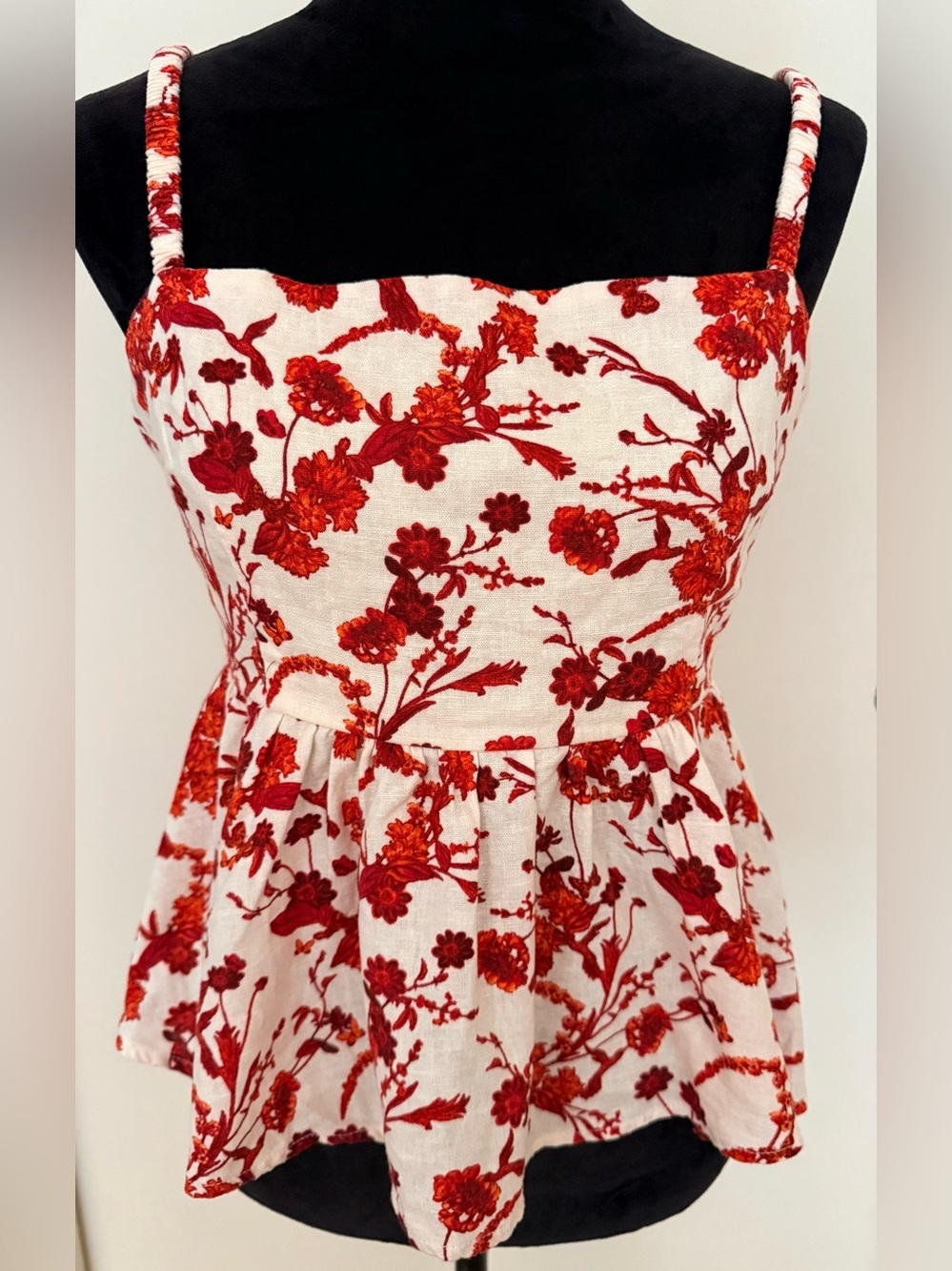 Forever 21 Babydoll Backless Peplum Cami Floral Top - Size L